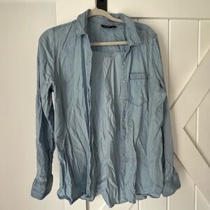 a.n.a Light Blue Denim Shirt Top